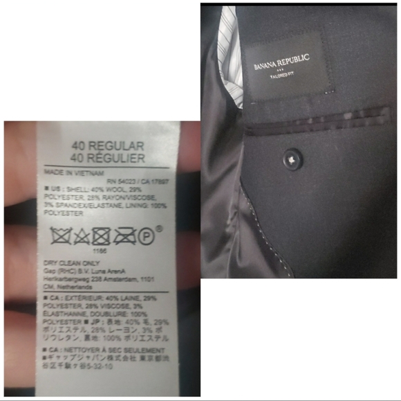 Banana Republic Modern Classic Heather Suit Jacket Blazer Charcoal Blue NWOT - Picture 13 of 17